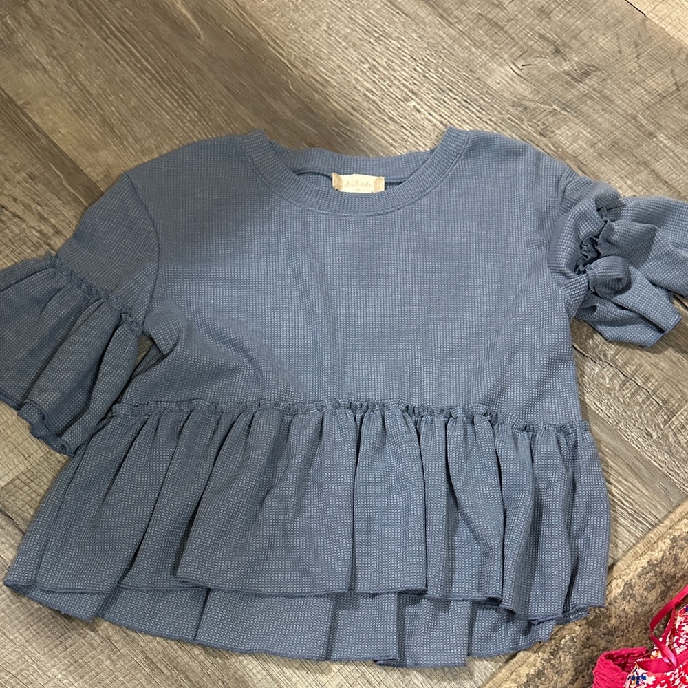 Altar'd State Kids Blue Ruffle Blouse
